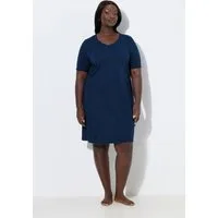 Ulla Popken Bigshirt Bigshirt Spitzen-Zierband V-Ausschnitt Halbarm