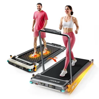 [EU Direct] AKLUER 520A-B 2 in 1 Folding Treadmill with Handrail, 1-10km/h Speed, 180° Flippable Walking Pad with Shiats