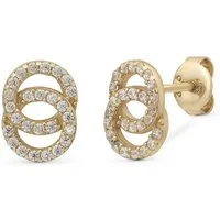 Suzan Gold Paar Ohrstecker Infinity-Ohrringe Damen Echtgold Ohrstecker aus 375 Gelbgold, Gelbgold 375, Zirkonia-Steine
