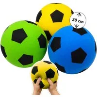 alldoro Softball Schaumstoff-Ball 3er-Set Ø 20 cm, weiche Soft-Fußbälle für Kinder ab 0, Sichere Kinderbälle in gelb, grün & blau für drinnen & draußen