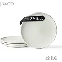JIWOO Speiseteller 4er Ø21,8cm, Frühstücksteller Pastateller Teller Brotteller Plate, (32 St), Hochwertiges Tellerset Weiß Mikrowellenofen Spülmaschine Ø 21,8cm
