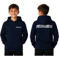 coole-fun-t-shirts Hoodie Feuerwehr Kinder Hoodie Dunkelblau Kapuzensweatshirt Kapuzensweatshirt Feuerwehr Jungen + Mädchen 6 - 16 Jahre
