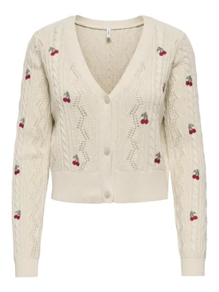 ONLY - ONLBIRTIE LS EMB V-NECK CARDIGAN NCA KNT Ecru - Gr. - XL