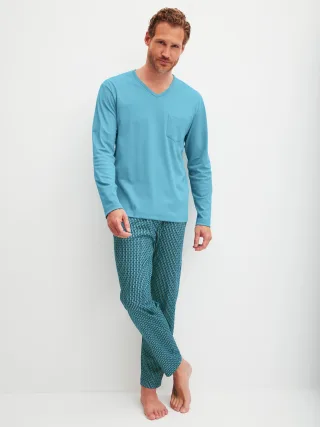 CALIDA - HERREN Pyjama retro blue - Gr. - XL