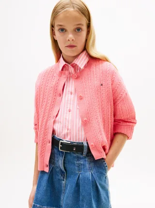 POINTELLE CABLE CARDIGAN Tropical Blush - Gr. - 10