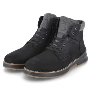 Rieker Schnürstiefeletten  Schwarz - Gr. 42 -  Textil