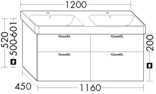 Burgbad Waschtischunterschrank System 30 Preisgruppe 2 Echo 520x1160x450 Rauchgrün Softmatt WYKD116F6920