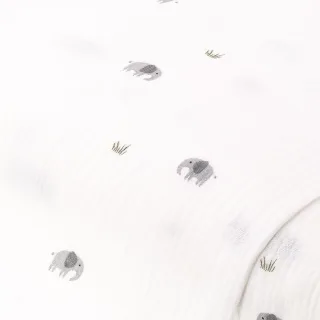 Musselin/Doppel-Gaze "Elefanten", grau-color