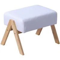 relaxdays Fußhocker Bambus & Stoff, Creme