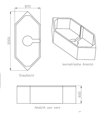 Neuesbad Wannenträger für Hoesch iSensi Sechseck 205x90 SW 16416