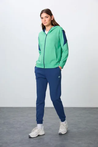 Übergroßes Kapuzenzip-Sweatshirt- und Hosen-Set