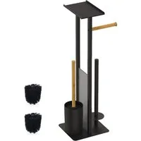 relaxdays WC-Garnitur Metall & Bambus, (1-tlg), schwarz
