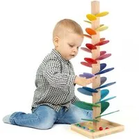 CLTYQ Spielzeug-Musikinstrument Montessori-Musikbaum aus Holz zum Laufen mit Murmeln ab 3 Jahren, Lernspielzeug mit Murmeln, Murmelspiel Klangpagode Spiel für kinder