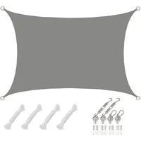 AMANKA Sonnensegel mit Befestigung - 3 x 2 m Wasserdicht - Sonnenschutz Garten & Balkon, Polyester Sonnenschutzsegel Rechteckig - Überdachung mit Regenschutz