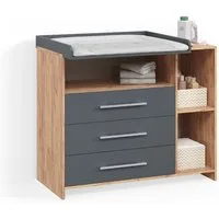 Livinity® Wickelkommode Torino, Anthrazit/Sonoma/Sonoma, mit Schubladen