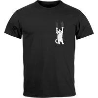 Neverless Print-Shirt Herren T-Shirt Aufdruck Katze Cat Logo lustig Kapuzen-Pullover Männer mit Print