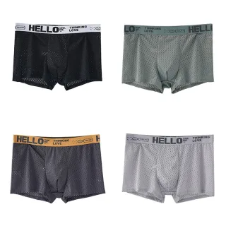 4pcs Men's Boxers Ice Silk Mesh Boxers Shorts Comfortable U Convex Pouch Underwear Loose Breathable Boxers Underpants Ma