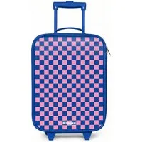 NoBoringSuitcases.com© Kinderkoffer Blau - mit leuchtende Räder - Blöcke - Blau - Rosa, 2 Rollen, Handgepäck Koffer, Trolley Kinder, Reisekoffer Jungen