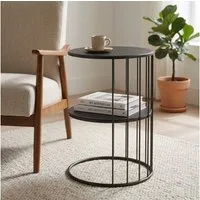 EDAXO Couchtisch Runder Couchtisch RODA aus Metall, mit Ablage, Ø 52 cm