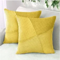 Amilian Dekokissen Sofakissen 40x40 2er Set mit Füllung und Bezug - Cord-Optik, Reißverschluss, formstabil, 2 Stück