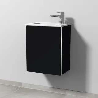 Sanipa 3way Waschtischunterbau zu Duravit ME by Starck Waschtisch mit 1 Tür, Schwarz-Matt BS72008
