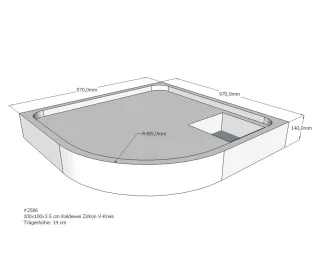 Neuesbad Wannenträger für Kaldewei Zirkon 100x100x3,5 Viertelkreis SD21890