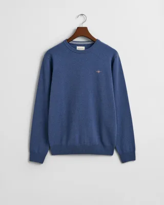 GANT - Superfine Lambswool Rundhalspullover dk jeansblue melange - Gr. - XXL