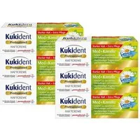 Kukident Zahnpflege-Set Haftcreme Med+Kamille Zahnreiniger (6 x 40 g), Spar-Pack, 6-tlg., Starker Halt & Extra Pflege