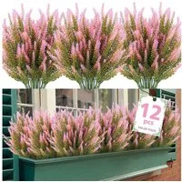 Kunstblumenstrauß 4 künstliche Lavendel-Kunstblumensträuße, Lavendel-Kunstblumen, Minicloss, geeignet für Hochzeiten, Garten, Outdoor- und Wohnungsdekoration