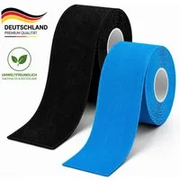 ibettertec Kinesiologie-Tape 5m x 5cm 2 Rollen Set – Kinesiotapes & Sporttape wasserfest (atmungsaktives Kinesiologie Tape für Muskelunterstützung, Physiotherapie, Rückenschmerzen, Knie, Schulter & Ellenbogen) elastisches Tape für Sport & Alltag