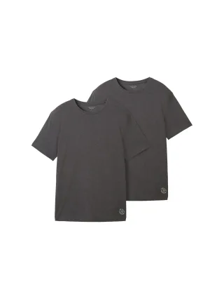 Tom Tailor - Basic T-Shirts im 2er-Pack dark grey melange - Gr. - XXXL