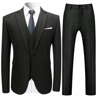 3-teiliger Slim Fit Anzug in Schwarz für formelle Hochzeit