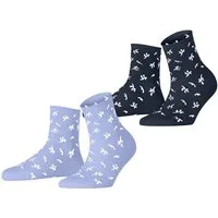 Esprit Kurzsocken Twig (2 Paar) mit kleinem Rollrand, florales Muster