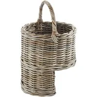 Kobolo Aufbewahrungskorb Treppenkorb Korb Rattan - kubu grey - mit Henkel (1 Stück)