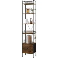 Woltu Standregal, mit 5 Ablagen 2 Schubladen, 63x187x30 cm, mit Metallrahmen