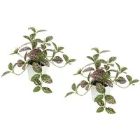 Kunstpflanze Künstliche Zimmerpflanze mini Aucuba im Topf Pflanze, I.GE.A., Höhe 14 cm, Seidenblumen Hängepflanzen rankende Blattpflanze hängend Grünpflanzen