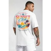 Banco T-Shirt Herren Sunset Club - Casual Printshirt Basic Rundhals Rundhalsausschnitt mit Nackenband – formstabil & bequem