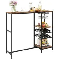 KOMFOTTEU Bartisch, Küchentheke mit Weinregalen & Glashaltern