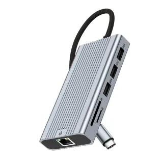 ULT 10-in-1 Type-C Docking Station with USB3.0 USB2.0 4K HD*2 PD100W 1000M RJ45 SD&TF3.0 Multiports Splitter Adapter