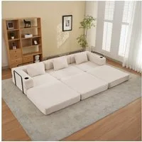 Vankel Sofa Sofas Wohnzimmer, Schlafsofa aus Cord weich & platzsparend, Modulares Sofa mit Bettfunktion, weich & flexibel