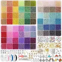 Flintry Kreativset Bastelperlen Armband Perlen DIY Armbandperlen-Set in 72 Farben, 3 mm, Perlen-Set,Schmuckherstellung Set mit Alphabet-Perlen,geschenke