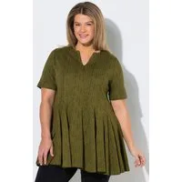 Ulla Popken Longshirt T-Shirt Fischgrat Godetfalten Tunika-Ausschnitt
