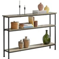 SoBuy Konsolentisch FSB49, schmaler Sofatisch, Breite 120cm, für Wohnzimmer, Flur, Büro, mit 3 Ablagen Flurtisch Dekotisch Sideboard schmaler Beistelltisch