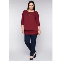 Sheego T-Shirt Blusenshirt 3/4-Arm in leichter A-Linie mit Zipfelsaum