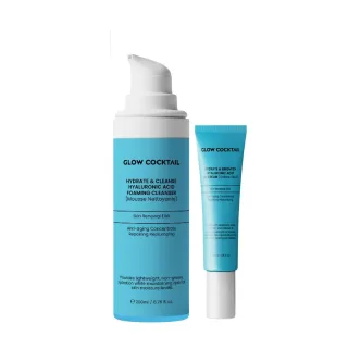 Hyaluronsäure Reinigungsschaum 200 ml + Hyaluronsäure Augencreme zur Hydration und Aufhellung 15 ml