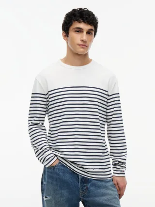 Tommy Jeans (PVH Group) - TJM REG BRANDED STRIPE LS Ancient White Stripe - Gr. - S