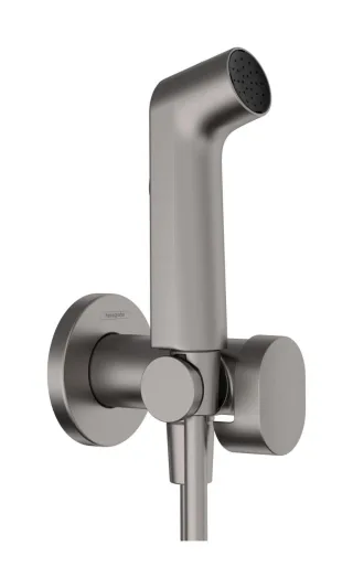 Hansgrohe Handbrause Bidette S f.Warmwasser m. Schlauch 1250mm und Porter brushed black chrome , 2 29232340