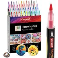 colpart Lackmarker Acrylfarbe Stifte Set 48 Farben wasserfest für