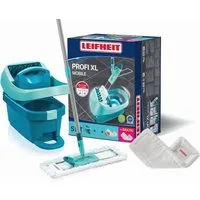 Leifheit Wischmopp Set Wischtuchpresse Profi XL mit Rollen, Bodenwischer mit micro duo, (5-St), Zwei Bezüge, für alle Böden, bis 400× maschinenwaschbar