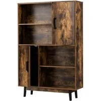 KOMFOTTEU Bücherregal Bücherschrank, mit 2 Türen und 4 offene Regale, 80x24x120cm